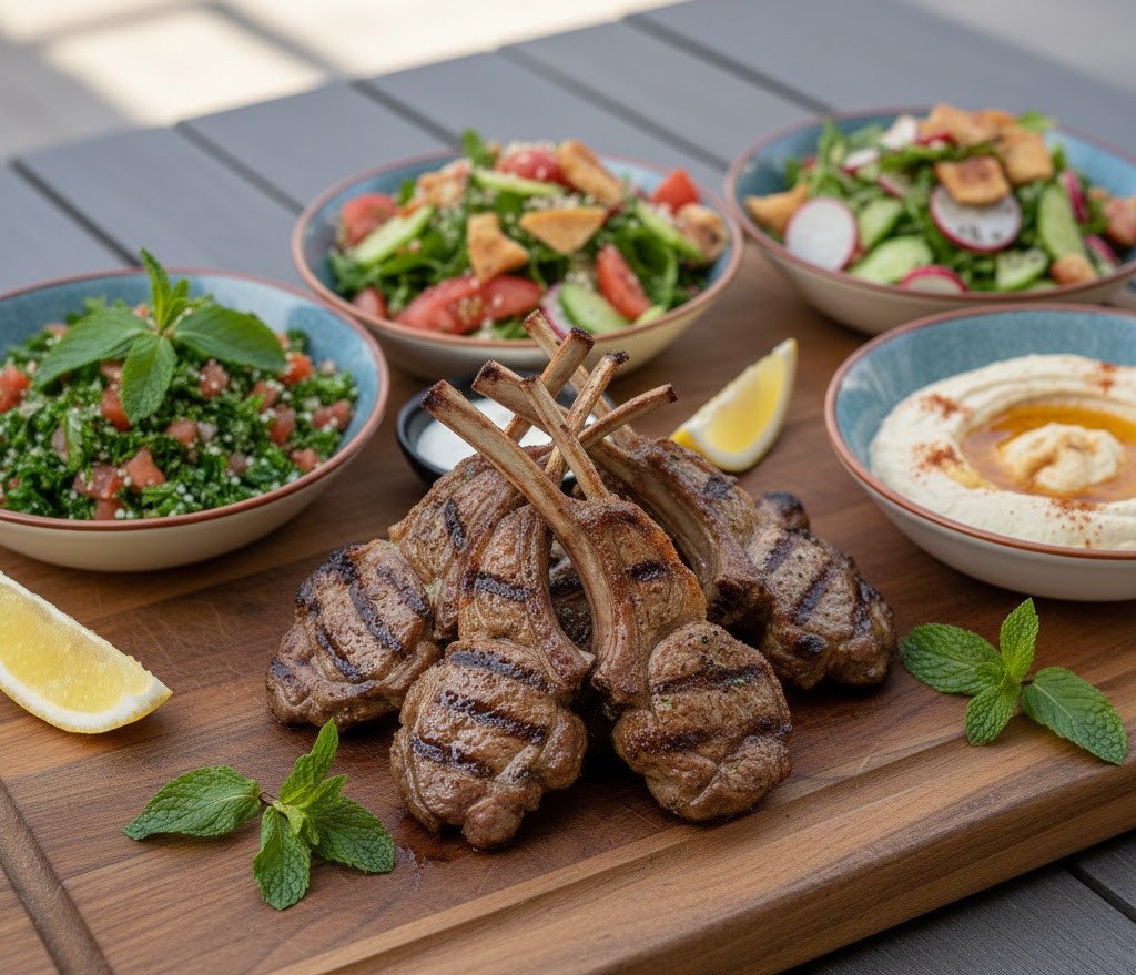 ريش خروف مع سلطات