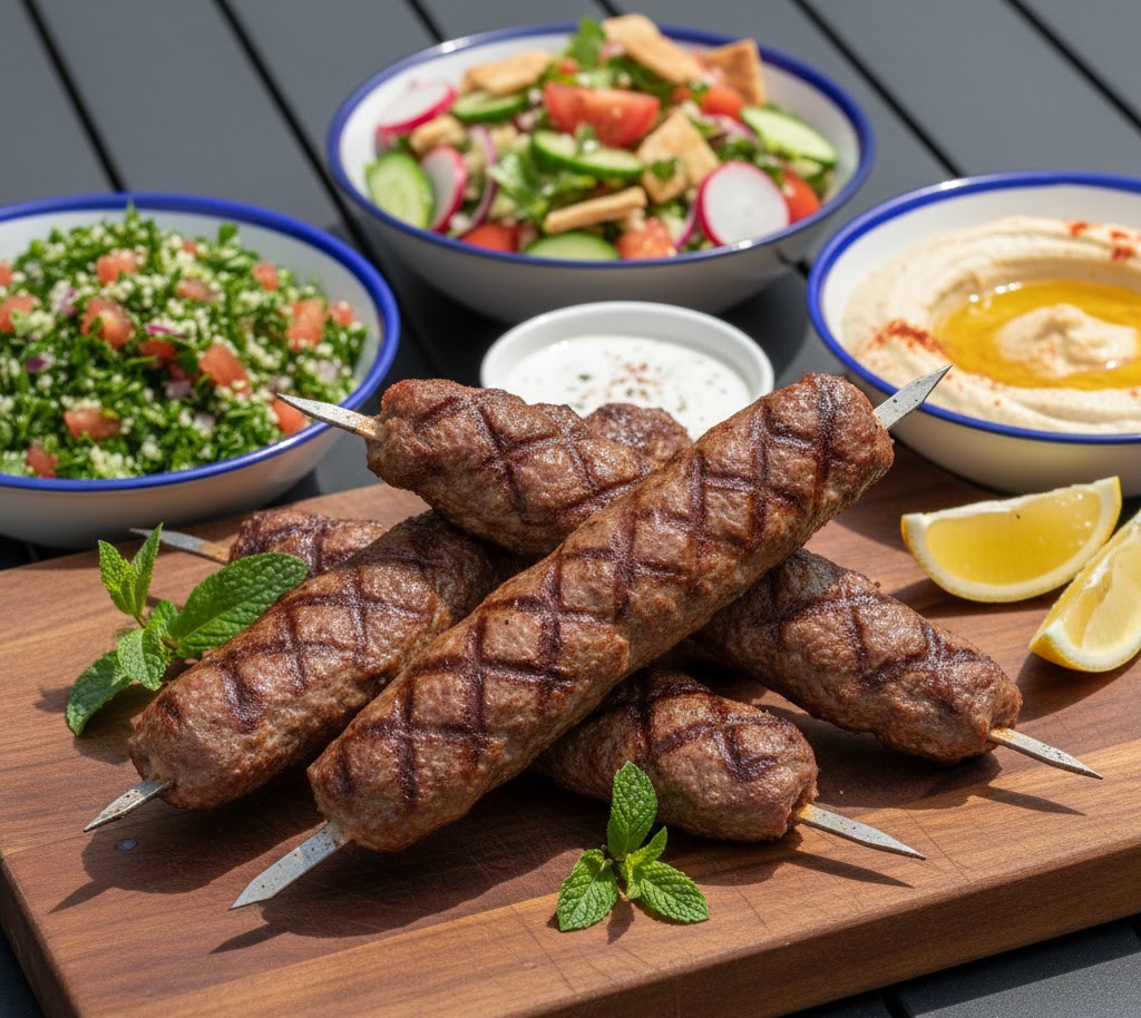 كباب خروف مع سلطات