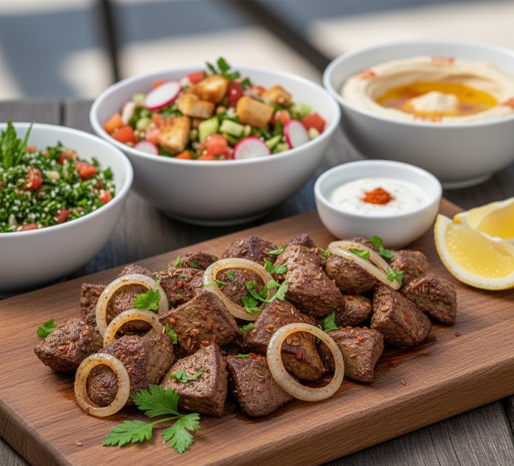 كبدة دجاج مع سلطات