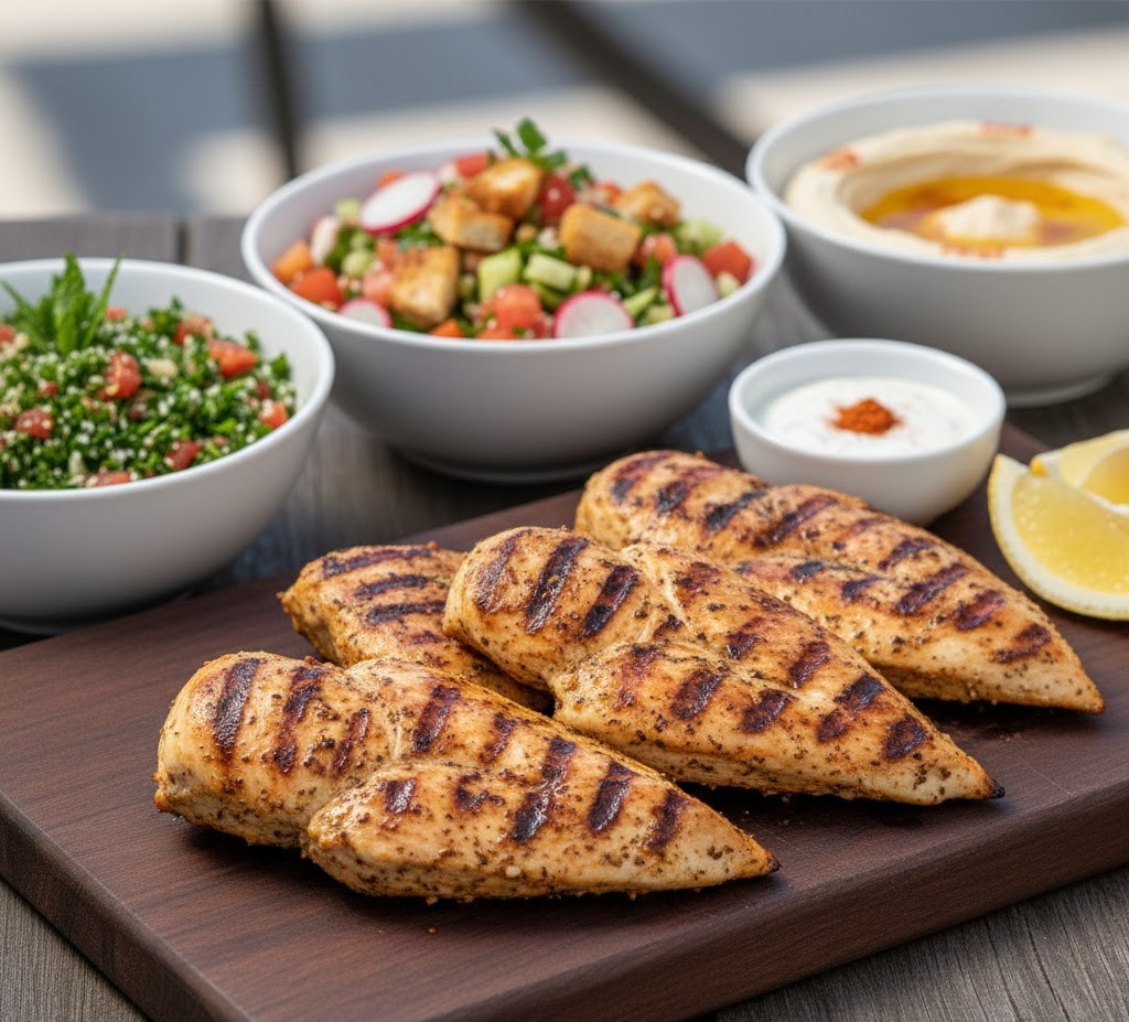 ستيك دجاج مع سلطات