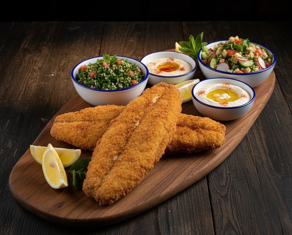 سمك فيليه مع سلطات