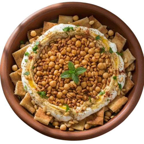 فتة مع صنوبر