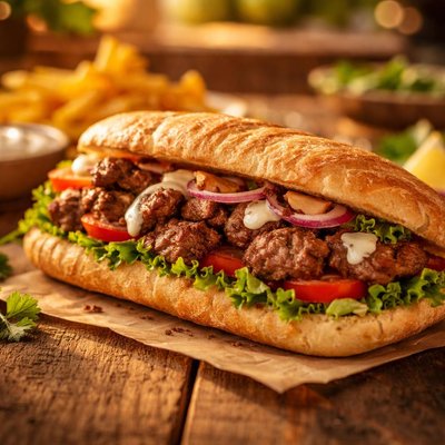 ساندويش كباب مع منديل 