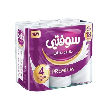 محارم تواليت سوفتي بريميوم 4 طبقات 18 رول 