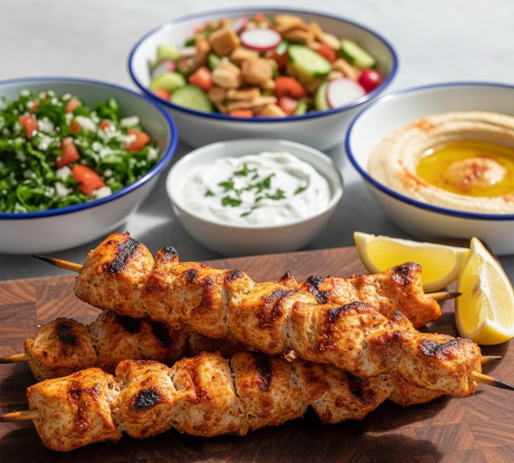 مسحب دجاج مع سلطات